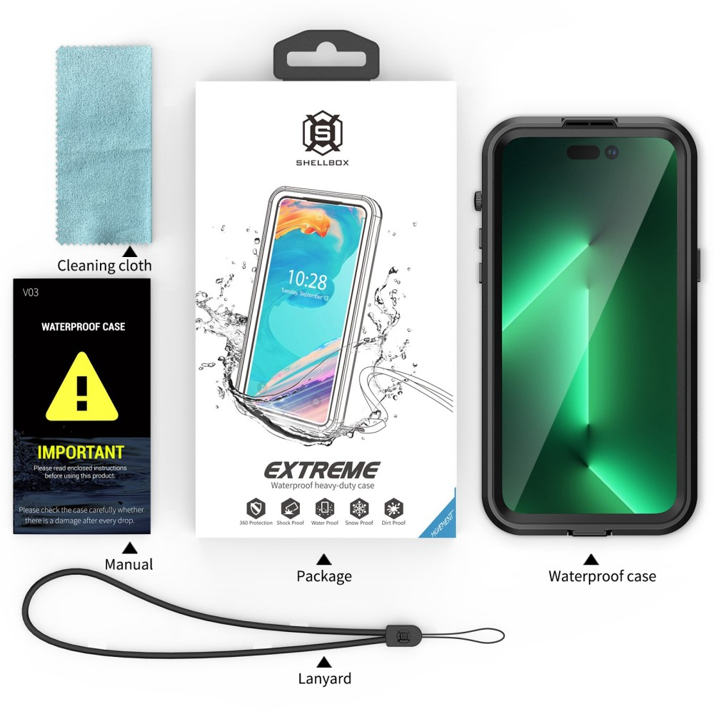 iPhone 14 Pro Wasserfeste MagSafe Outdoor Schutz Hülle (IP68) - Schwarz / Transparent