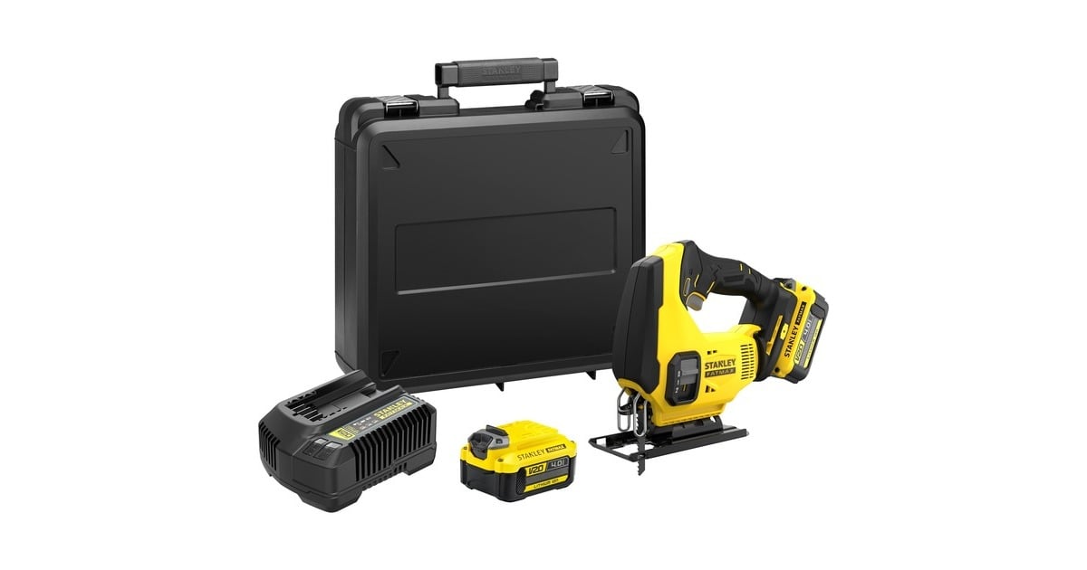StanleyFATMAX V20 18V Decoupeerzaag  (Geel/zwart, Koffer, 2 accu's (2.0Ah) en oplader (4A) inbegrepen)
