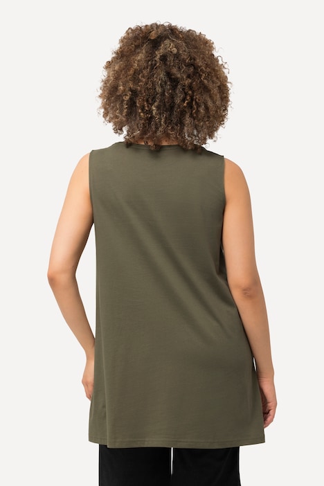 Longtop, Zierbänder, A-Linie, Rundhals, ärmellos