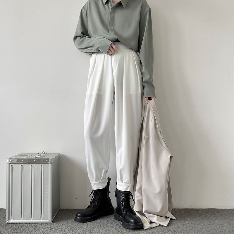 Chuoku - Hoge taille effen baggy broek
