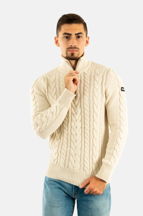 Pull hiver schott 1/2 zippe ecru