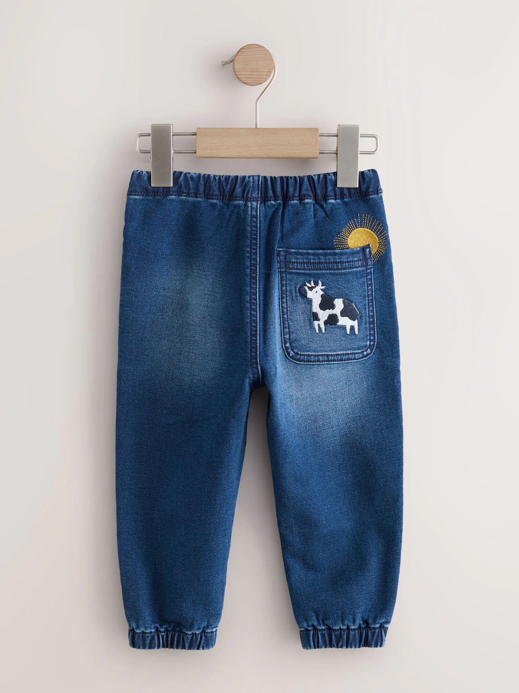 Middelblauw Boerderijpersonage - Jeans met elastische taille (3mnd-7jr)