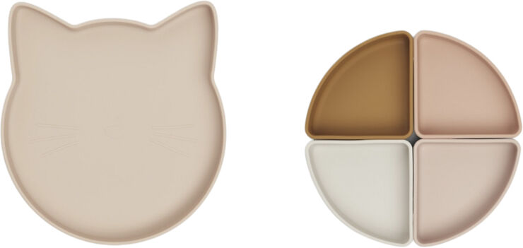 Liewood Arne divider plate Cat rose multi mix