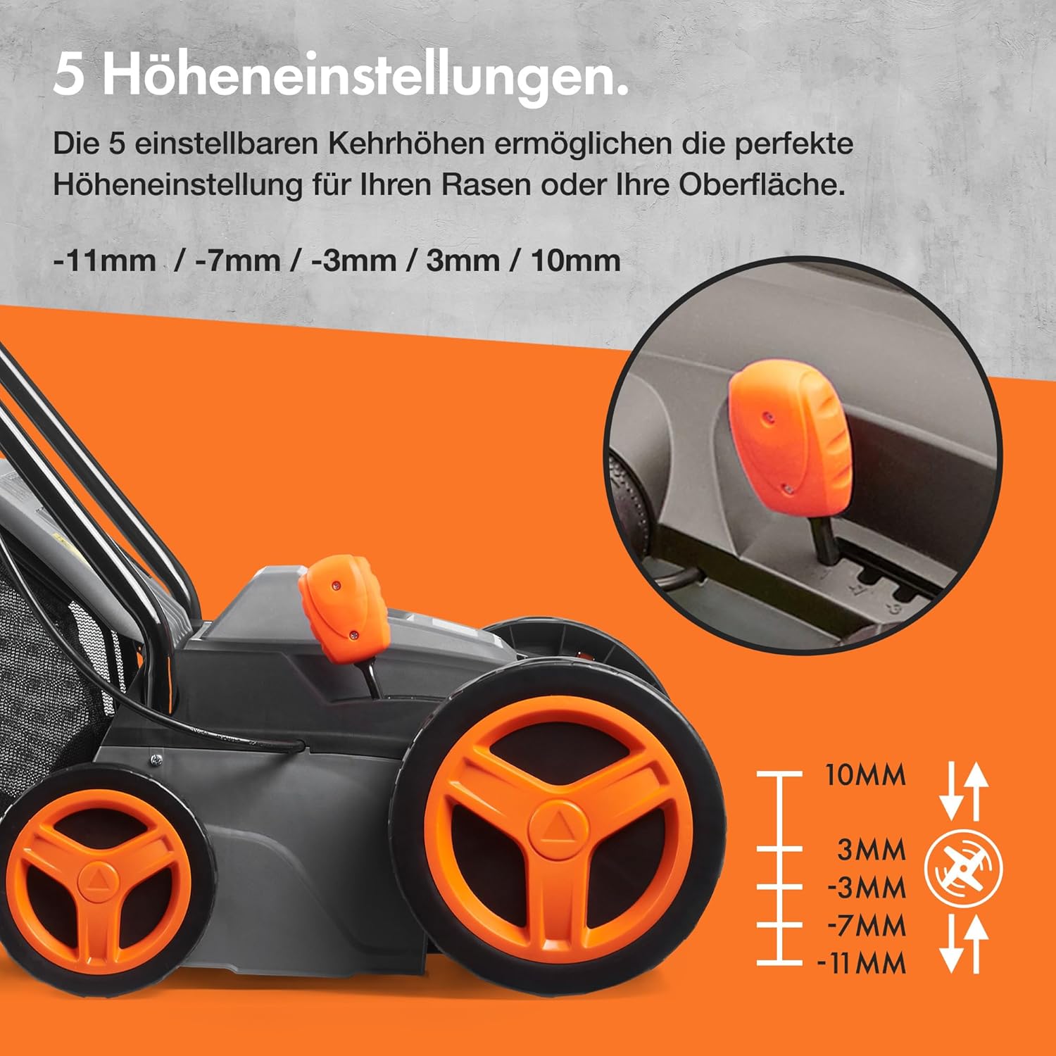 VonHaus 1800 W Laubsammler für Kunstrasen – Elektrische Kehrmaschine – Laubsauger mit 45-L-Beutel, 5 Einstellbare Höhen, 380 mm Arbeitsbreite, Zusammenklappbarer Griff, 3 Jahre Garantie (1500W)