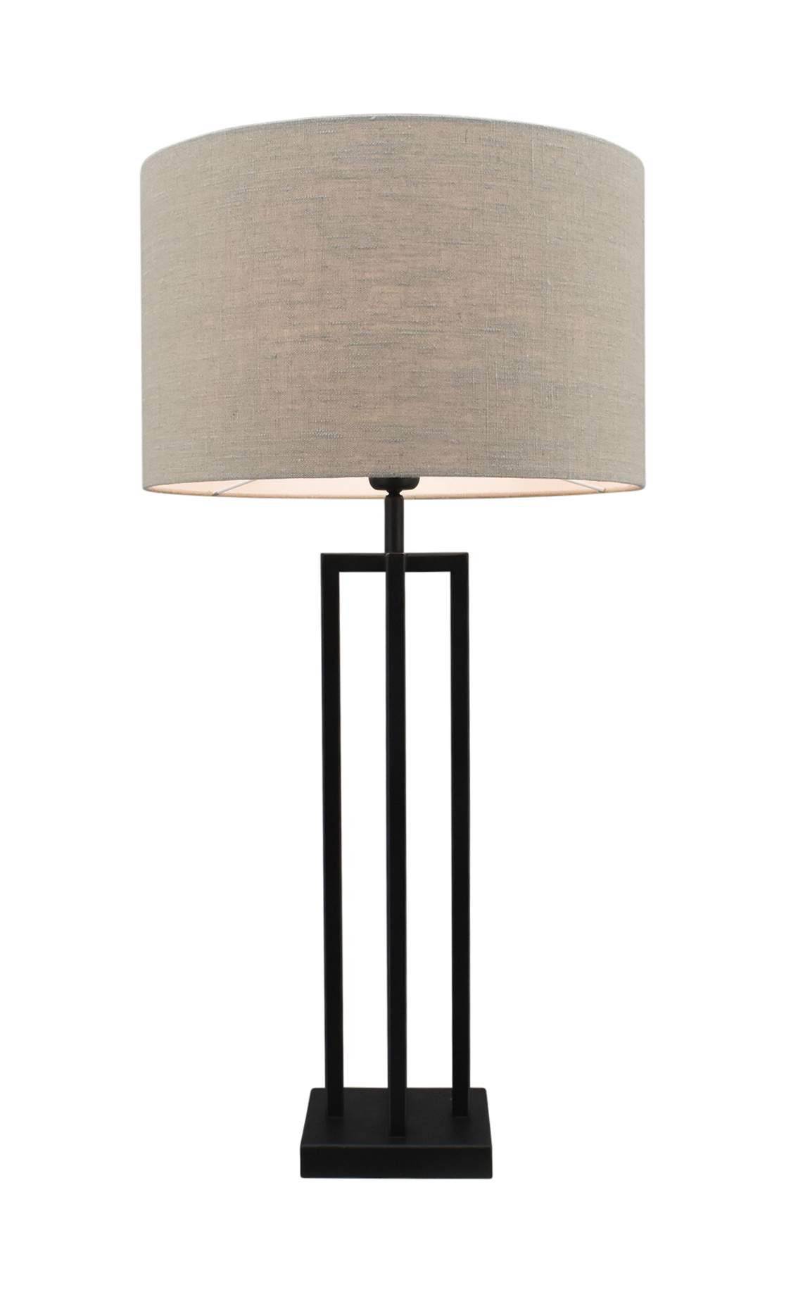 Tafellamp Roma zwart groot + kap Cilinder 35x35x22cm Linnen naturel