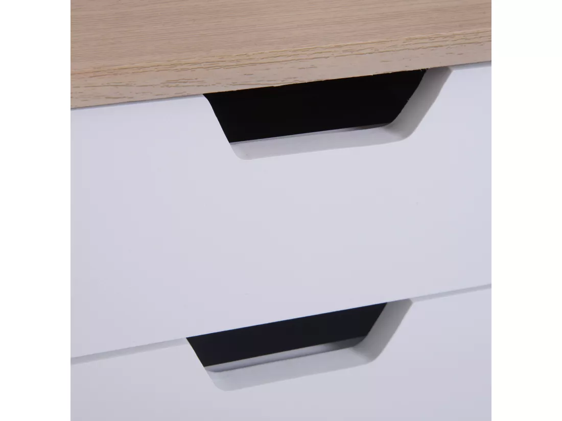 HOMCOM Caisson de bureau rangement bureau sur roulettes 3 tiroirs coulissants dim. 34L x 40I x 60,5H cm MDF blanc bois clair
