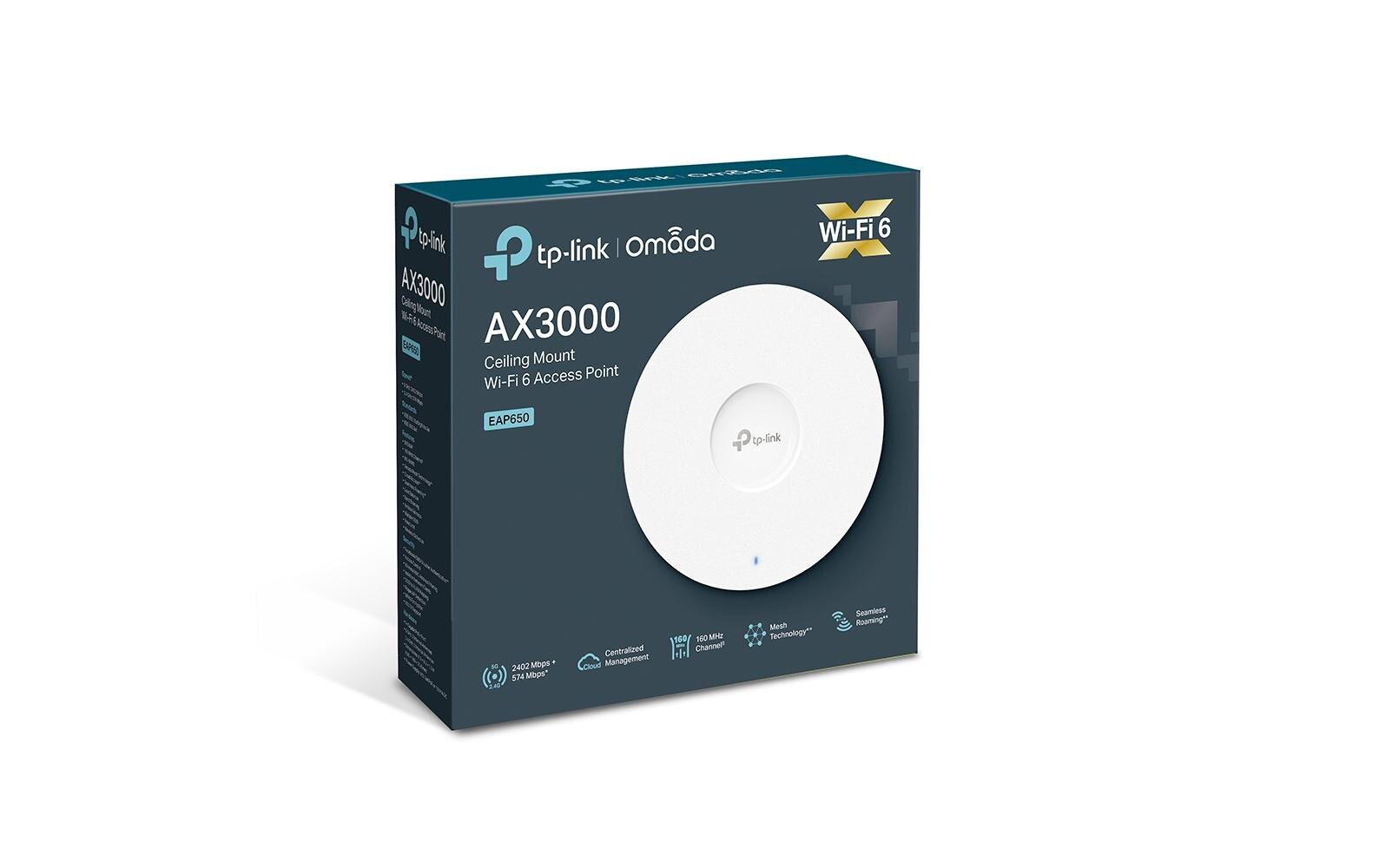Mesh Access Point Omada WiFi 6 Access Point EAP650AX3000 Dual-Band WiFi 6 Accesspoint zur Deckenmontage