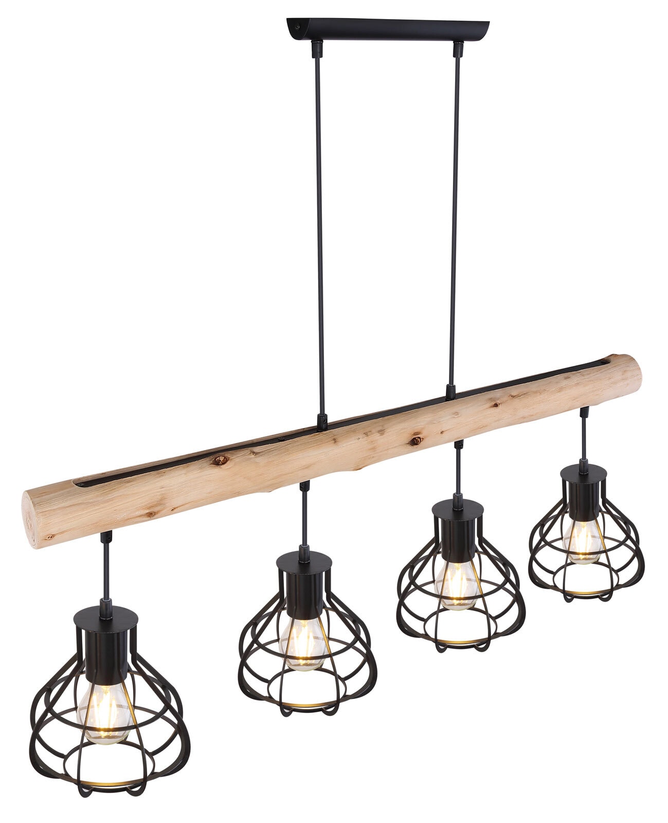 CLASTRA Pendellampe schwarz 15388-4H, B/H/T: 90 x 120 x 18 cm, Metall, Holz