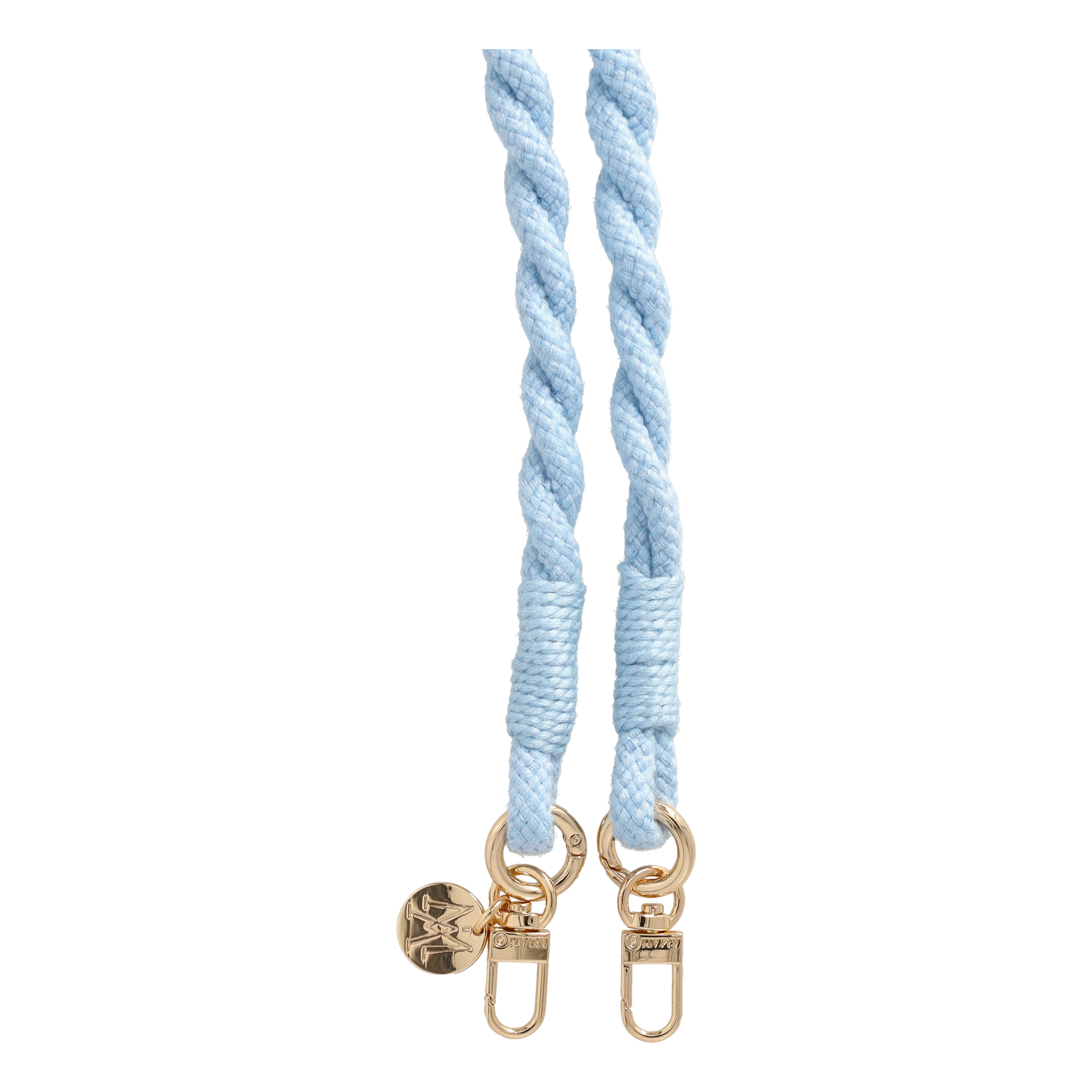 Handgemachte Handykordel Gedrehtes Umhängeband für Handyhüllen Gold - Light Blue