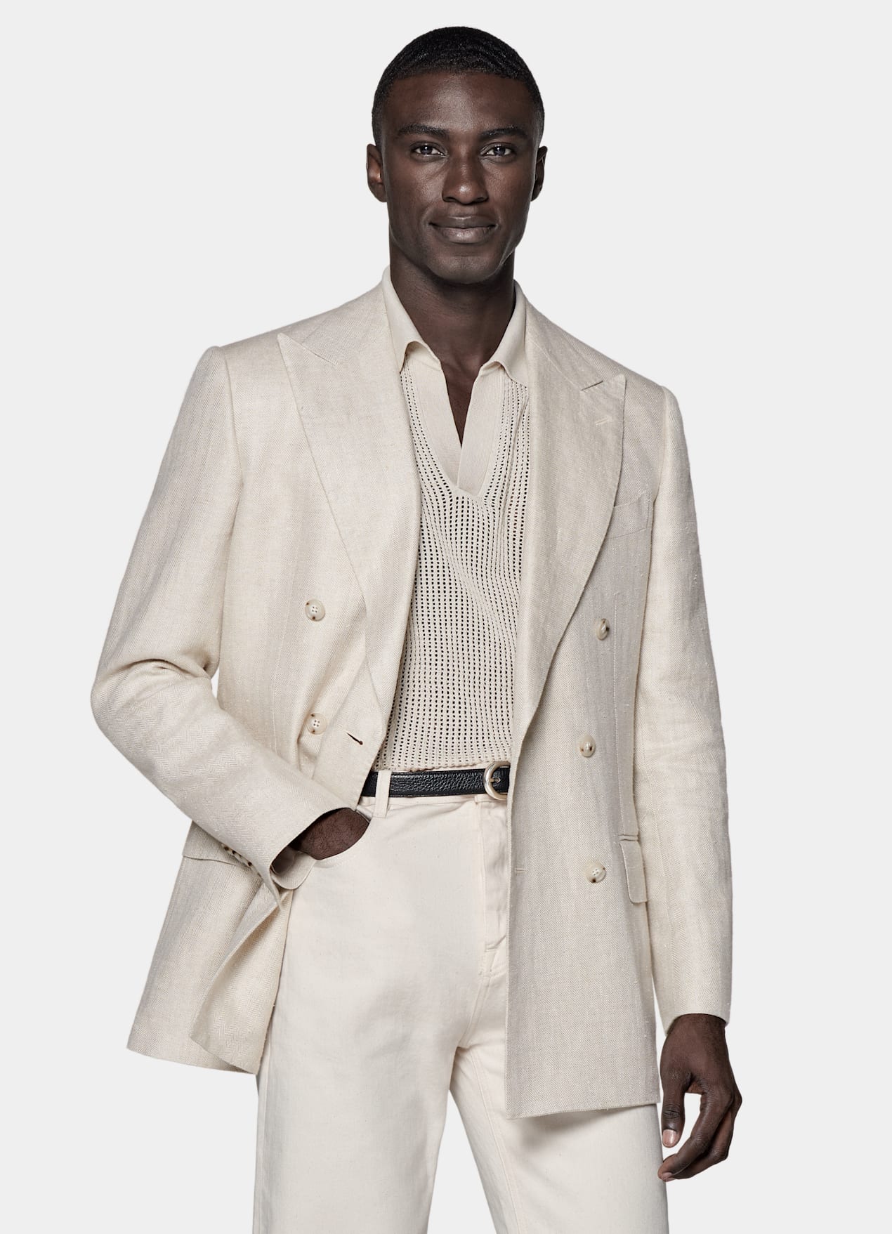 Blazer Milano coupe Tailored taupe clair à chevrons