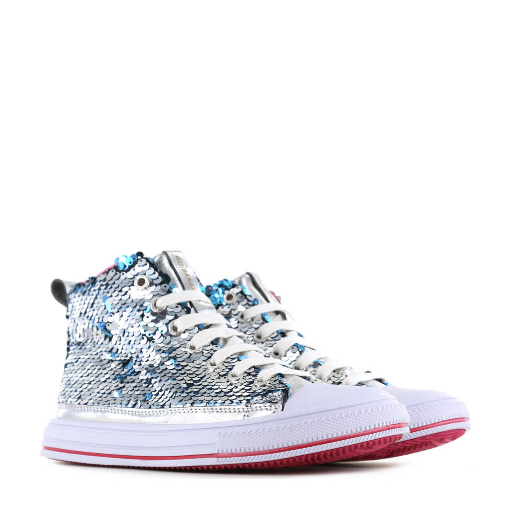 Go Banana's sneakers met pailletten silver