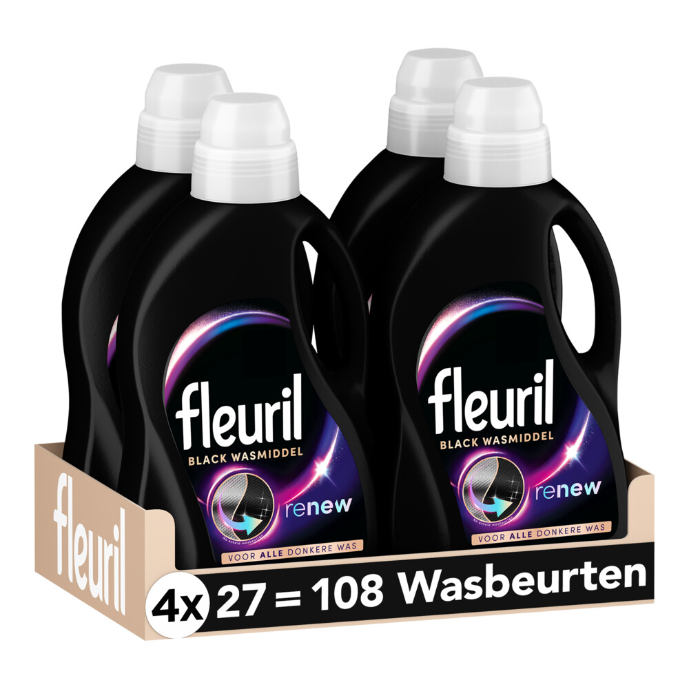 4x Fleuril Vloeibaar Wasmiddel Renew Zwarte Was 27 Wasbeurten1,35 liter