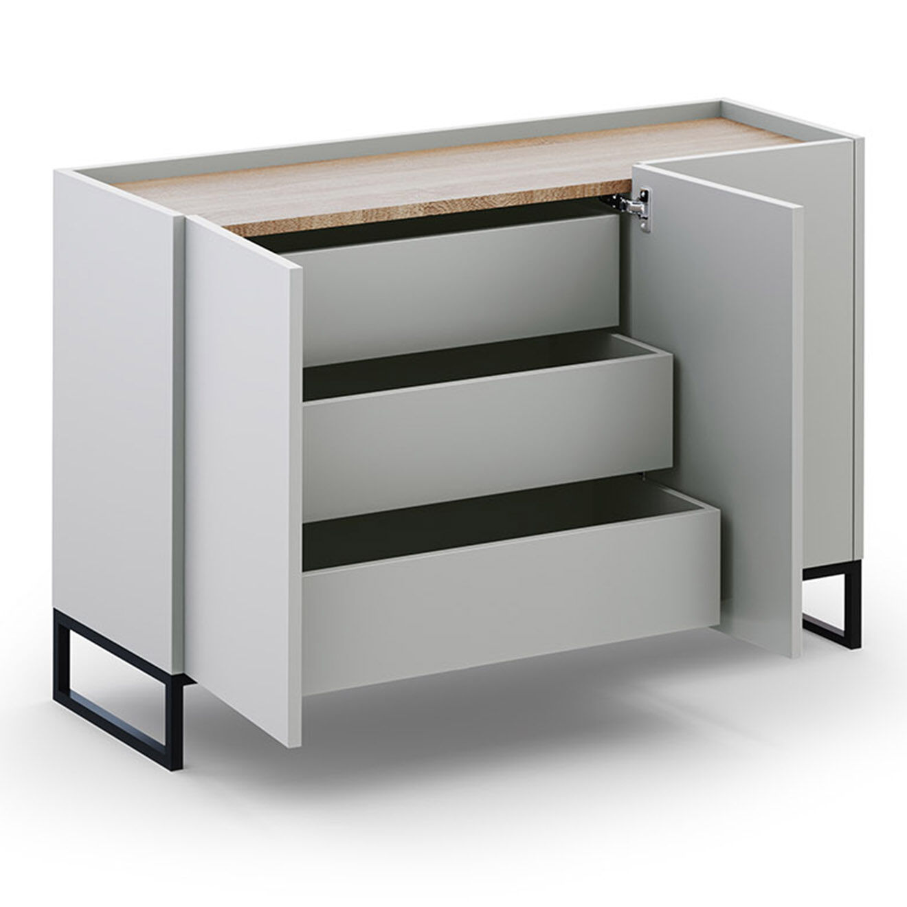 Windsor & Co Commode Helene chêne naturel/gris clair - 120x40x80 cm