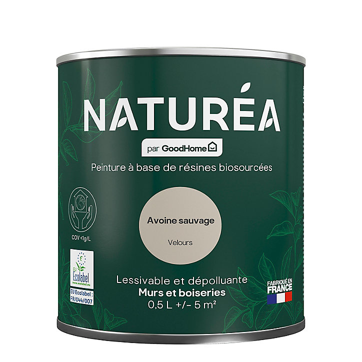 Peinture murs et boiseries Naturéa par GoodHome avoine sauvage velours 0.5L