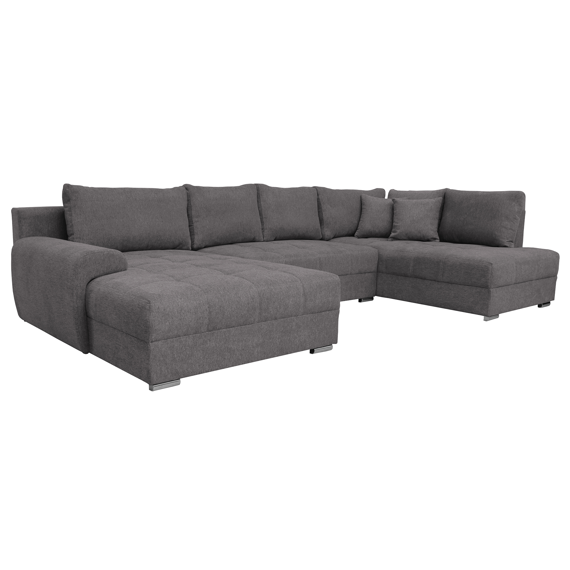 Wohnlandschaft - lightgrey - Liegefunktion und Staukasten - Recamiere links