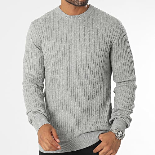 Pull Basic Cable Gris Chiné