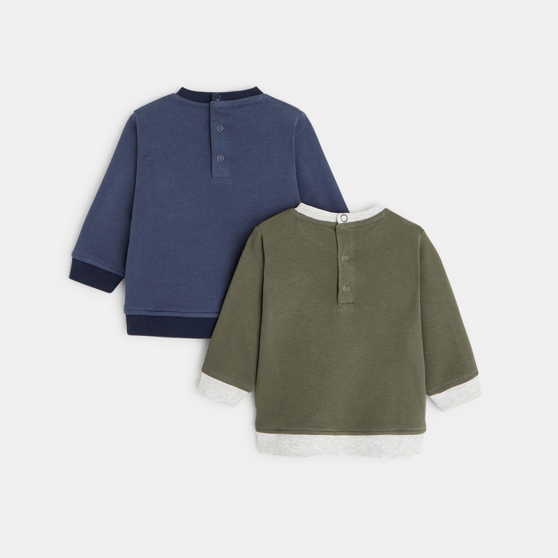 Sweat maille molleton uni bleu bébé garçon