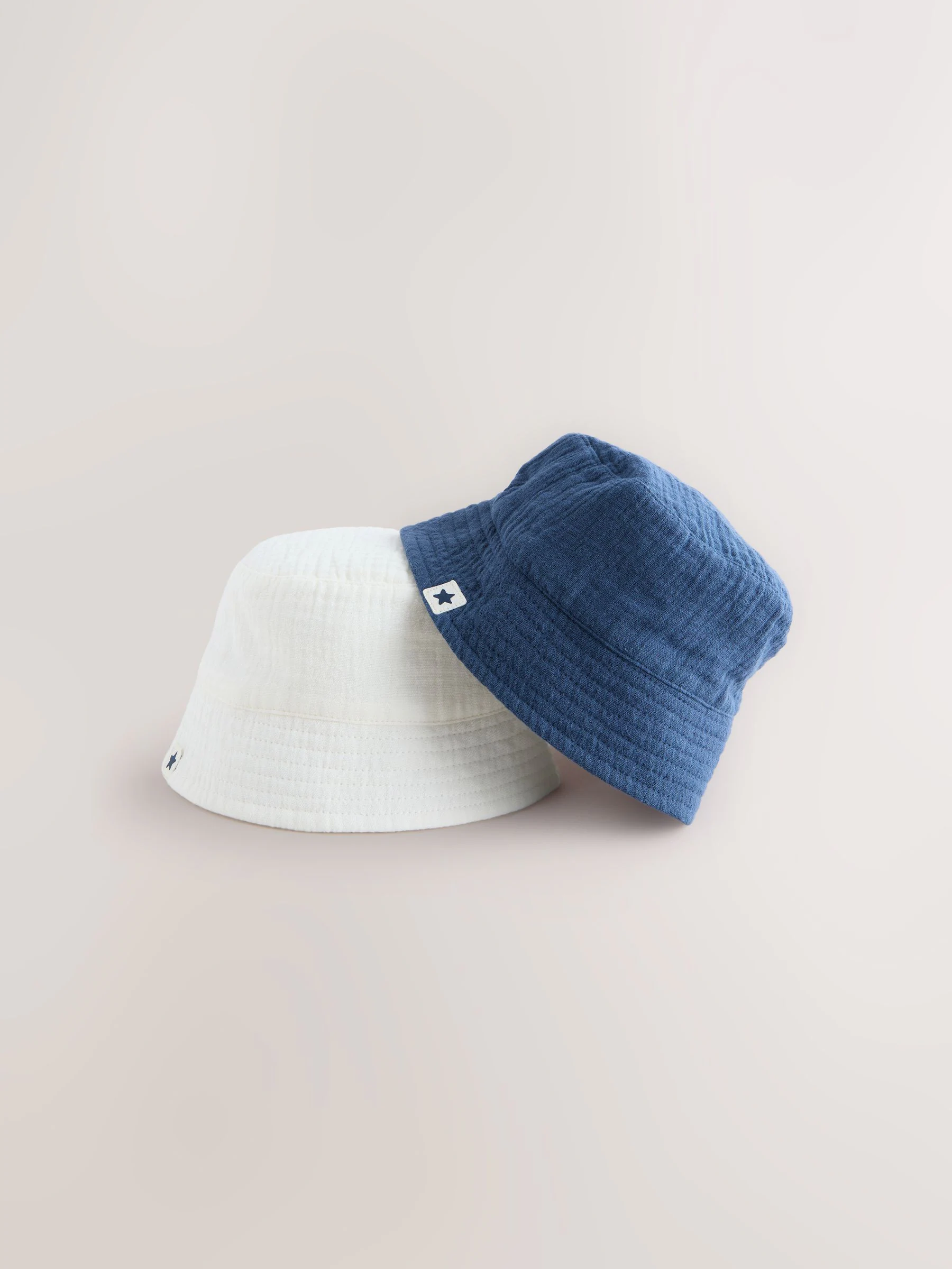 Marineblauw/wit - 2 Pack Baby Bucket Hat (0mths-2yrs)