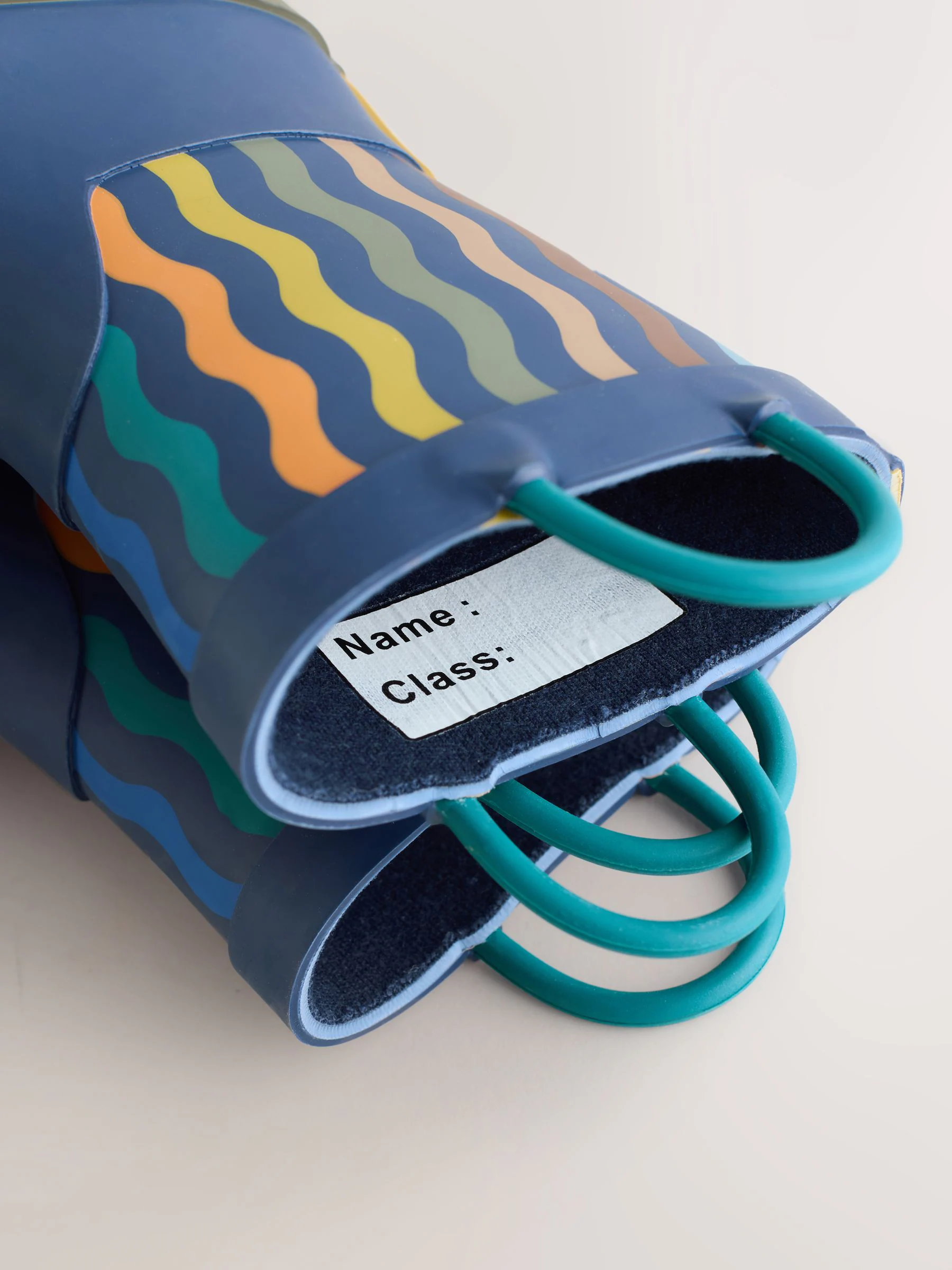 Blauw-marineblauw gestreept - Aantreklaarzen met handvat