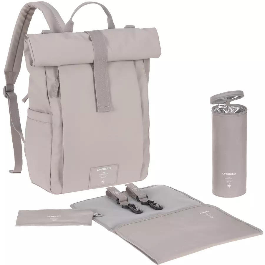 LÄSSIG Wickelrucksack Rolltop Up Backpack taupe