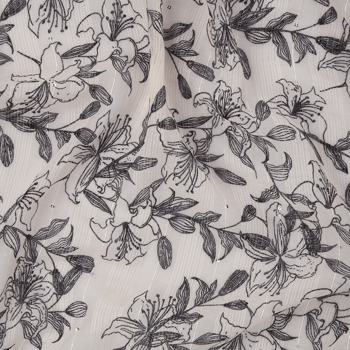 Gina Benotti Damen Tuch mit Blumen und Pailletten schwarz / weiss