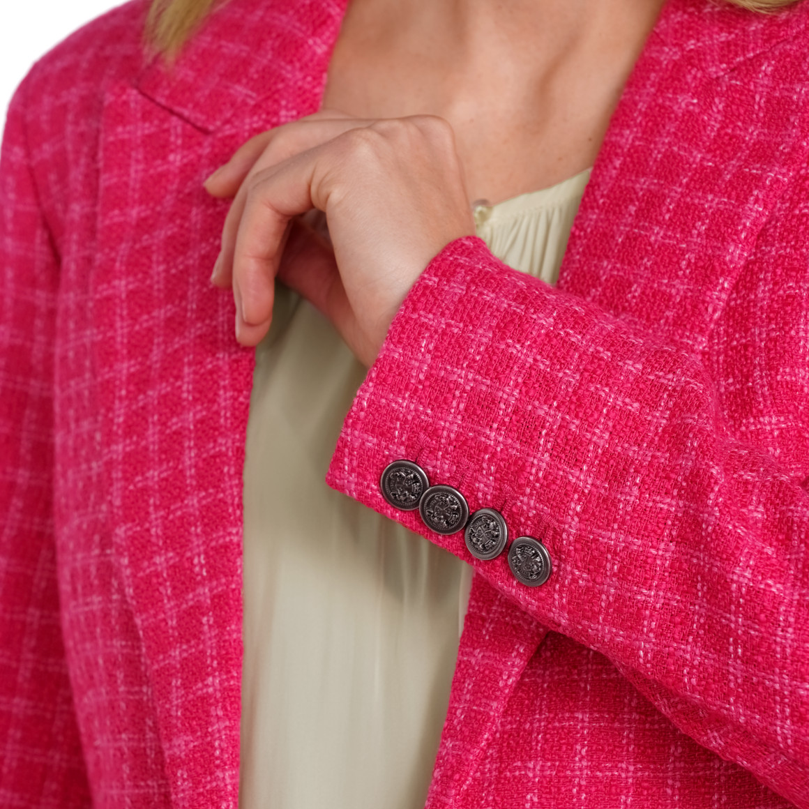 Gina Benotti Damen Blazer in Bouclé-Optik pink