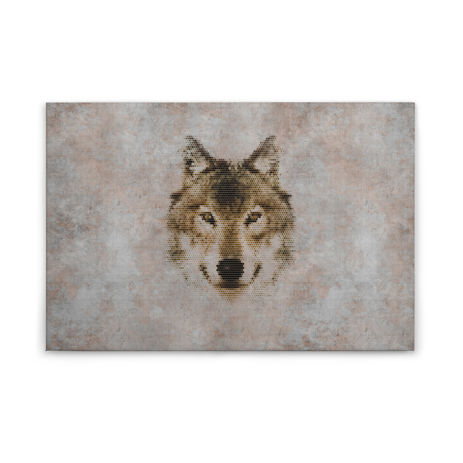 Leinwandbild WOLFKOPF - grau-braun - 90x60 cm