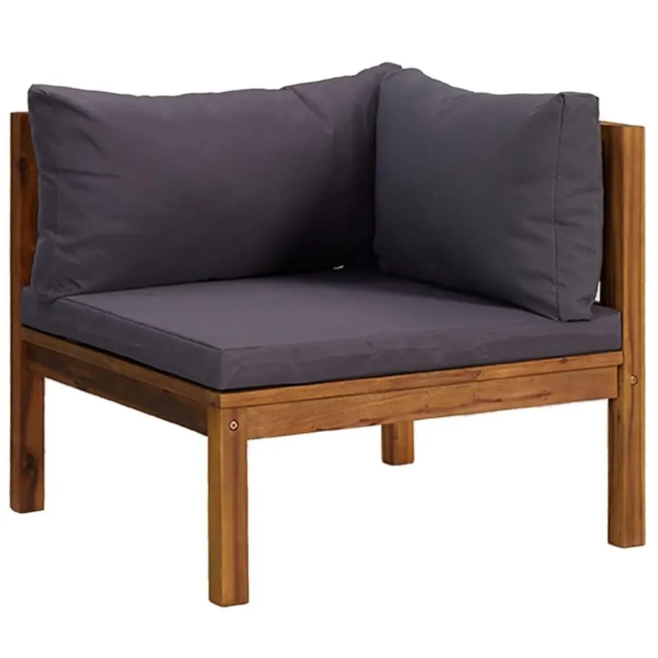 vidaXL - Hoekbank sectioneel - Grijs - Hout - Met kussens