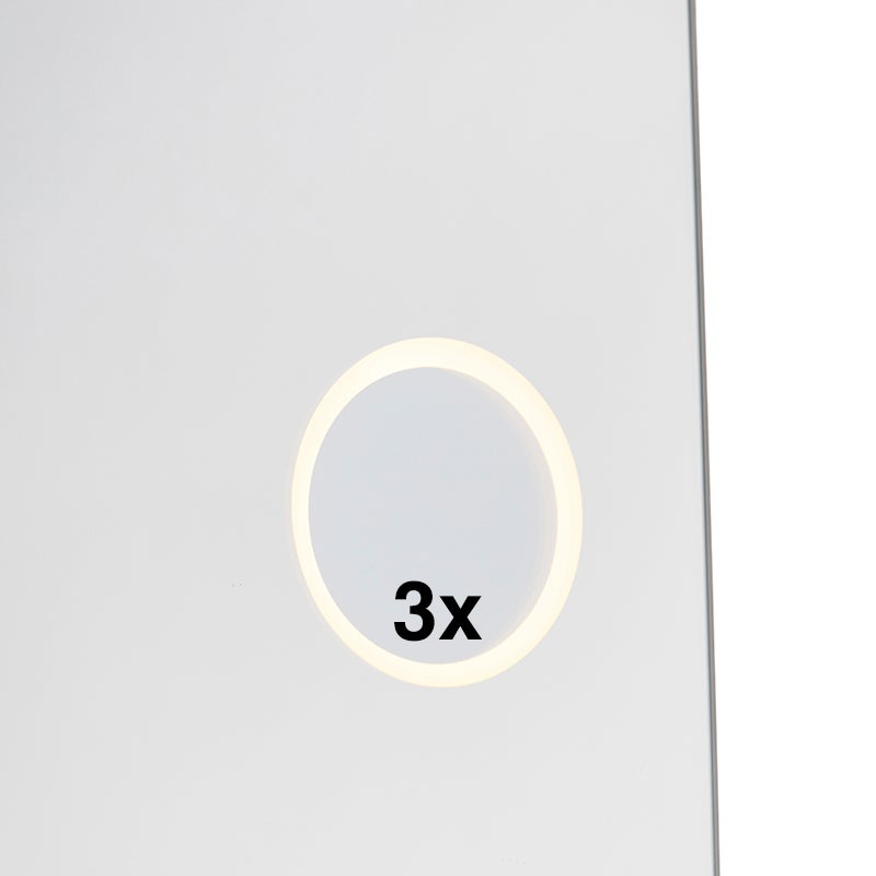 Badkamerspiegel 60x80 cm incl. LED met touchdimmer en klok - Miral