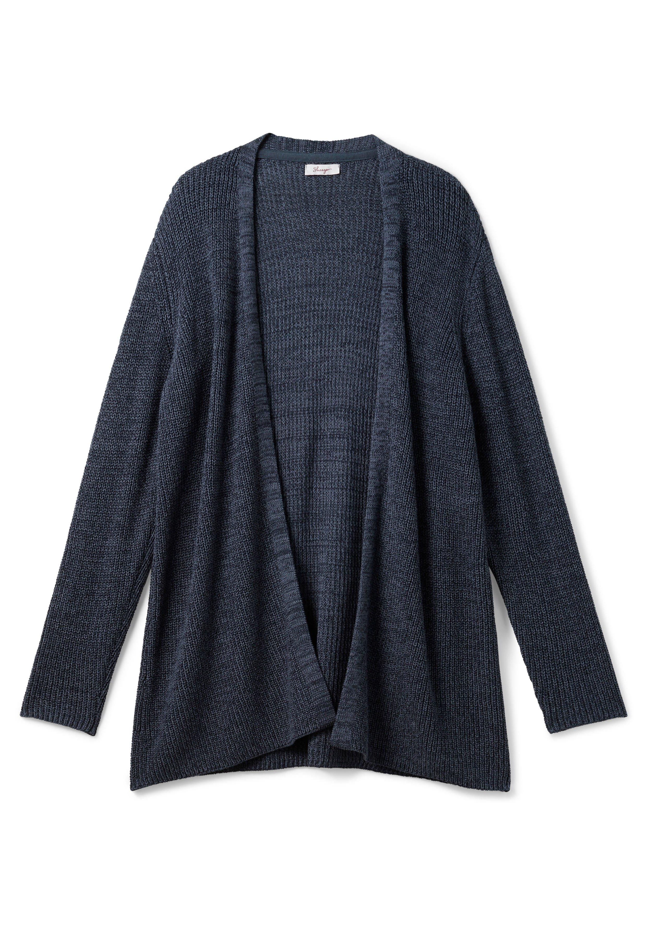 Longstrickjacke in A-Linie, offene Form