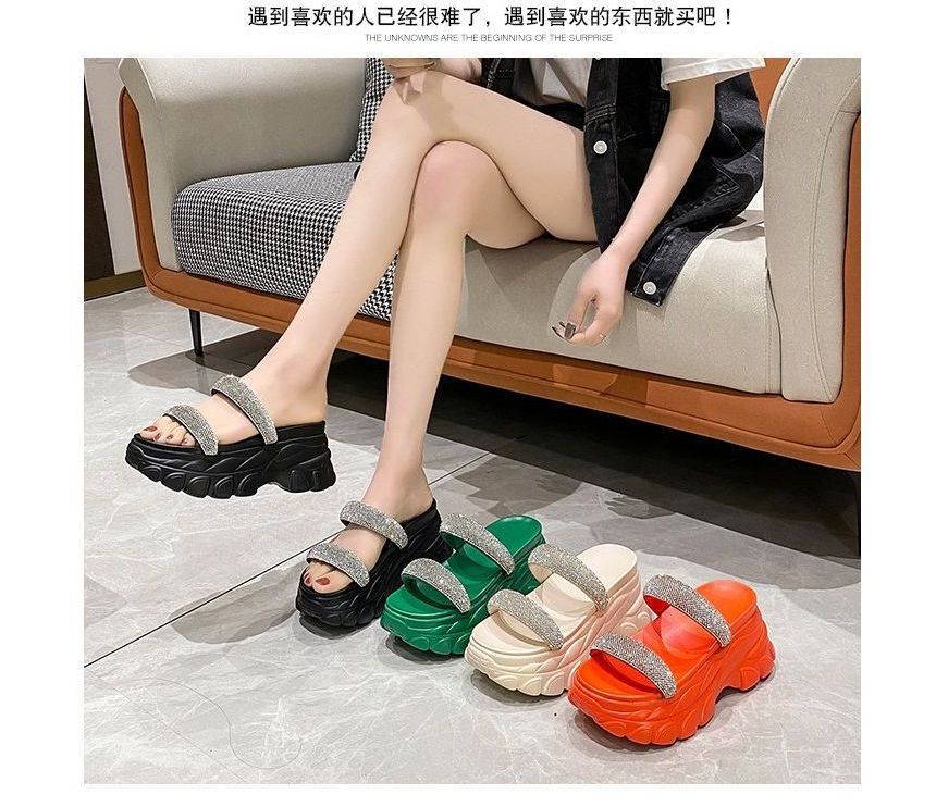 Vindler - Plateau sandalen met strass steentjes