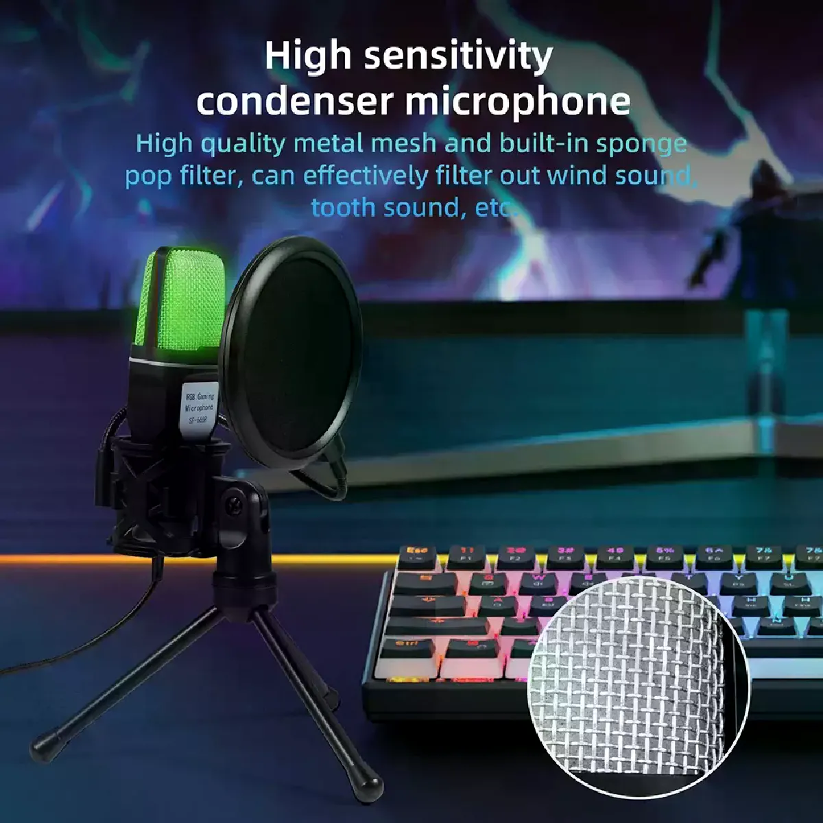 Microphone USB RGB de jeu Cfsyls