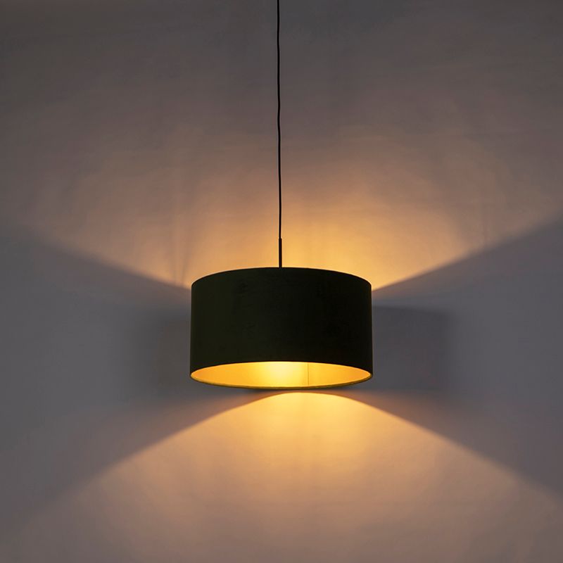Hanglamp met velours kap groen met goud 50 cm - Combi