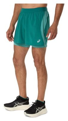 Short 2-en-1 Asics Road 5in Vert Homme