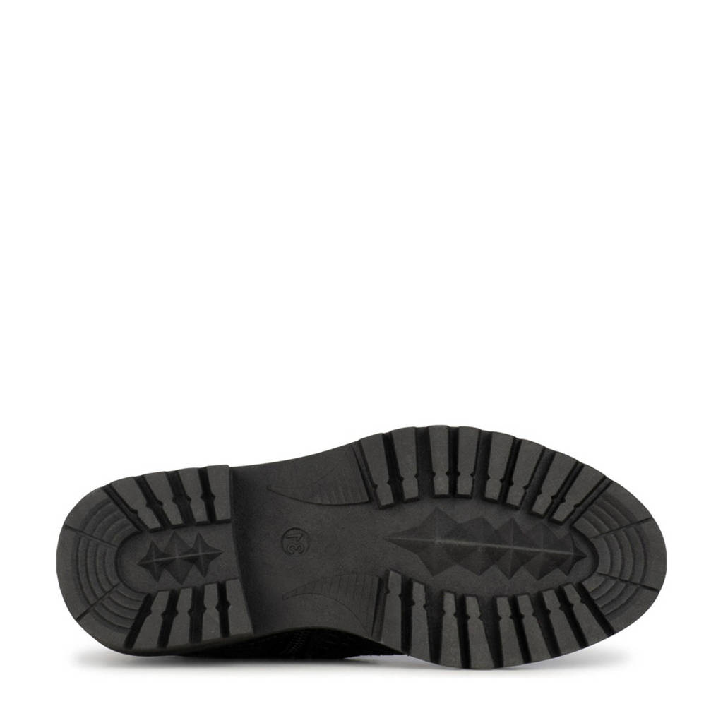 PS Poelman Monkleren enkelboots met crocoprint zwart