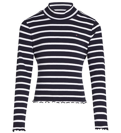 Tommy Hilfiger Bluse - Mock Neck - Rib - Desert Sky Stripe