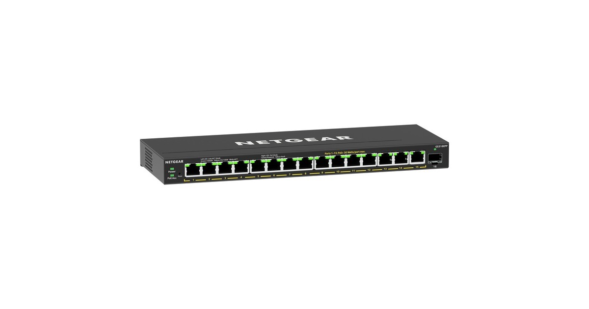 NetgearGS316EPP switch  (Zwart)