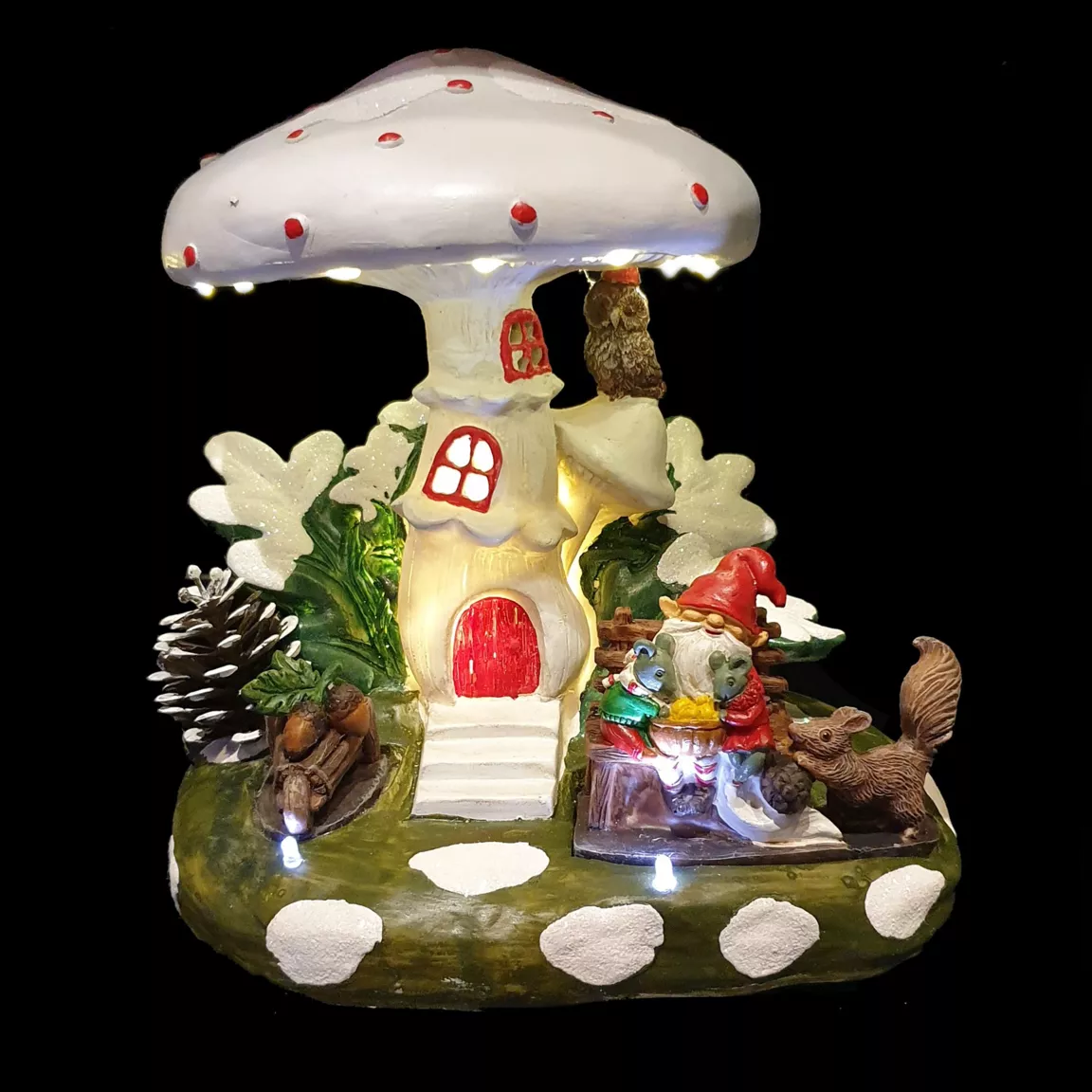 Maison de village illuminée à piles Champignon