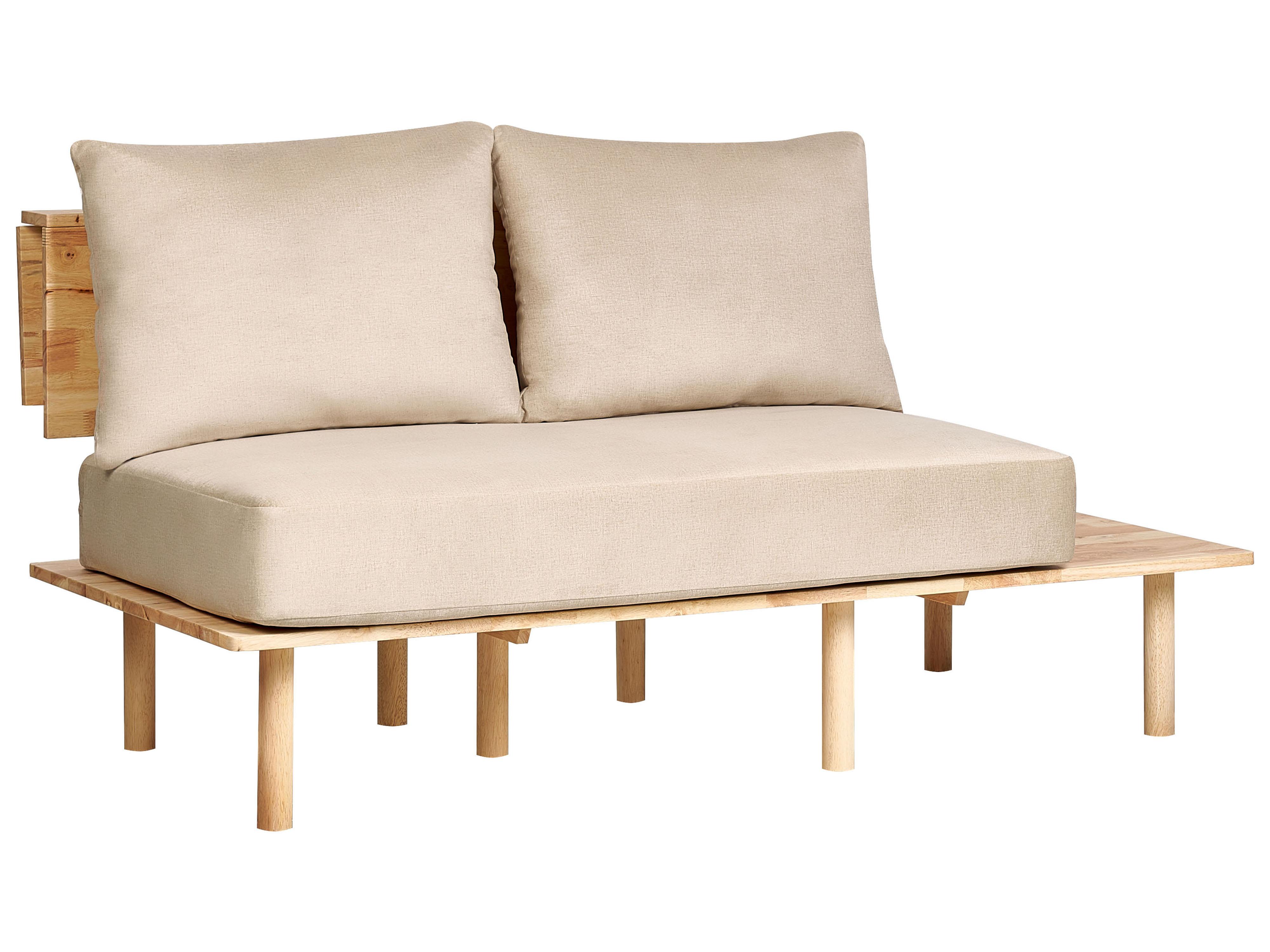 Bank 2-zits SALO Stof Zandbeige met tafels