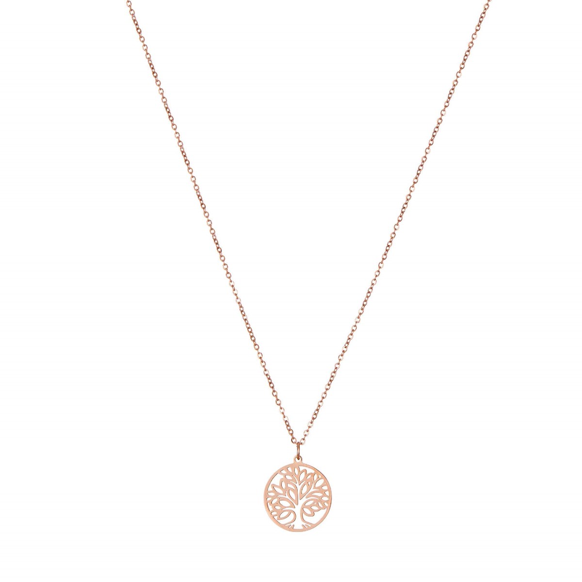 Collier Arbre de vie acier doré rose