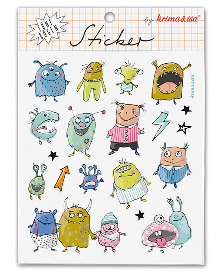 Sticker MONSTER 5 Bögen in bunt