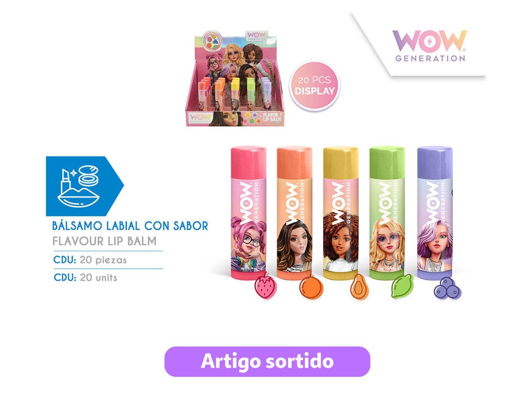 BALSAMO LABIAL SABORES WOW CORES SORTIDAS