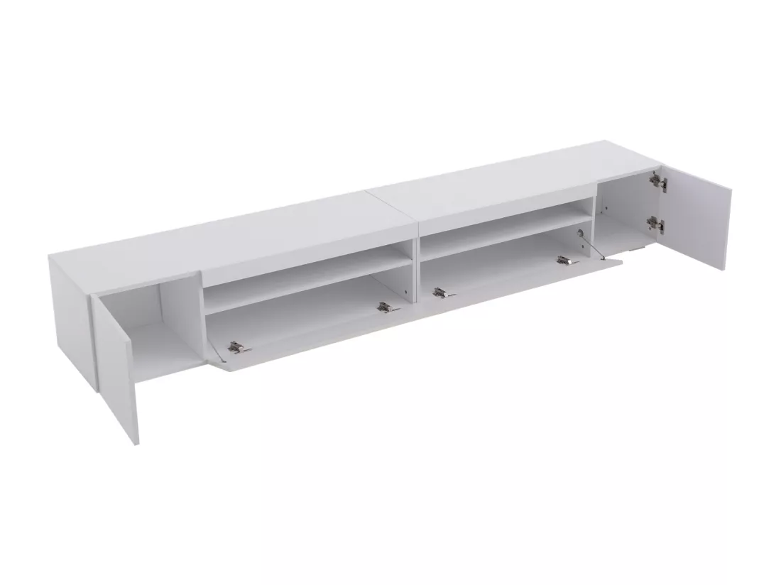 Meuble TV moderne blanc, panneau lumineux, éclairage LED variable, salon et salle à manger 240cm (panneau brillant, pas brillant)