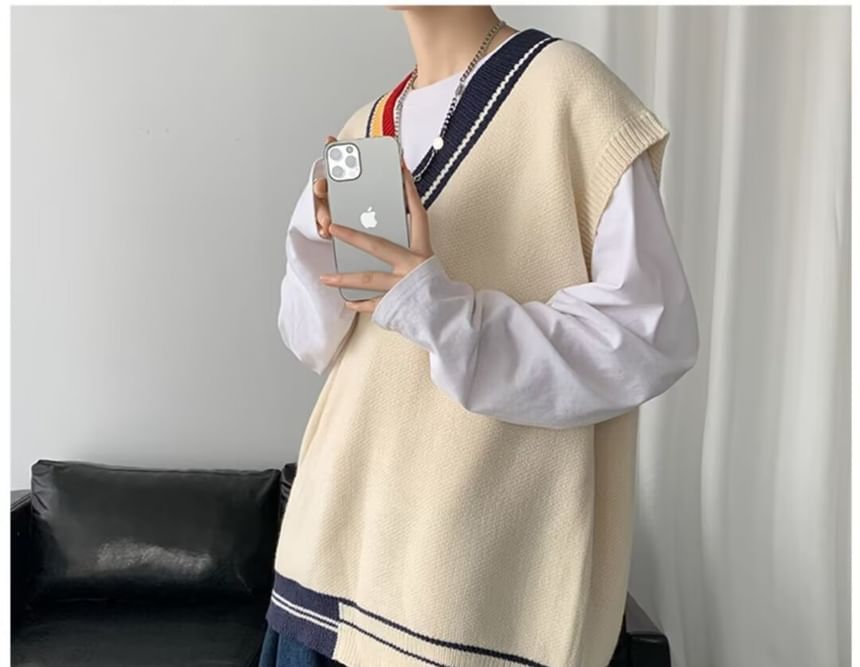 Sinlarity - V-hals gestreept vest