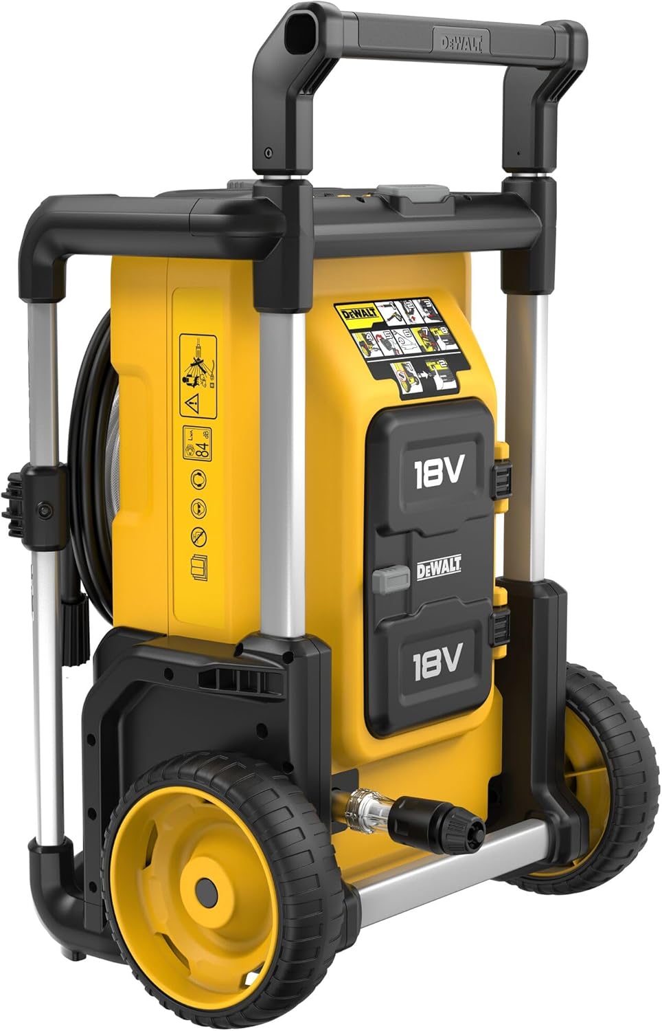 2X 18 Volt Akku-Hochdruckreiniger (bürstenloser Motor, Ansaugfunktion, 3 Druckeinstellungen, „Rollkoffer Design m. Teleskopgriff, Lieferung ohne Akkus & Ladegerät), DCMPW1600N- XJ