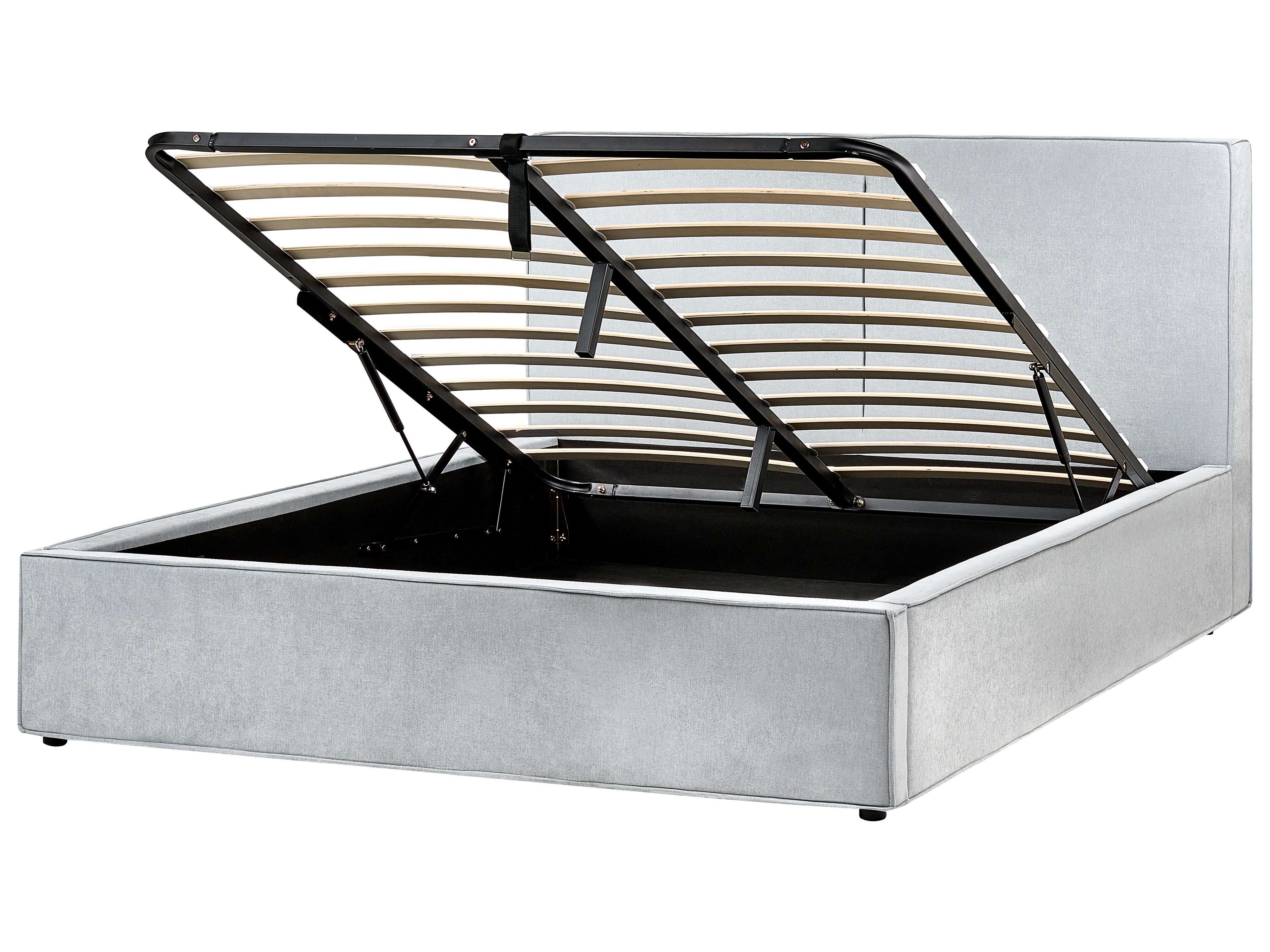 Bed met opbergruimte Chenille MOISSAC 180 x 200 cm Lichtblauw