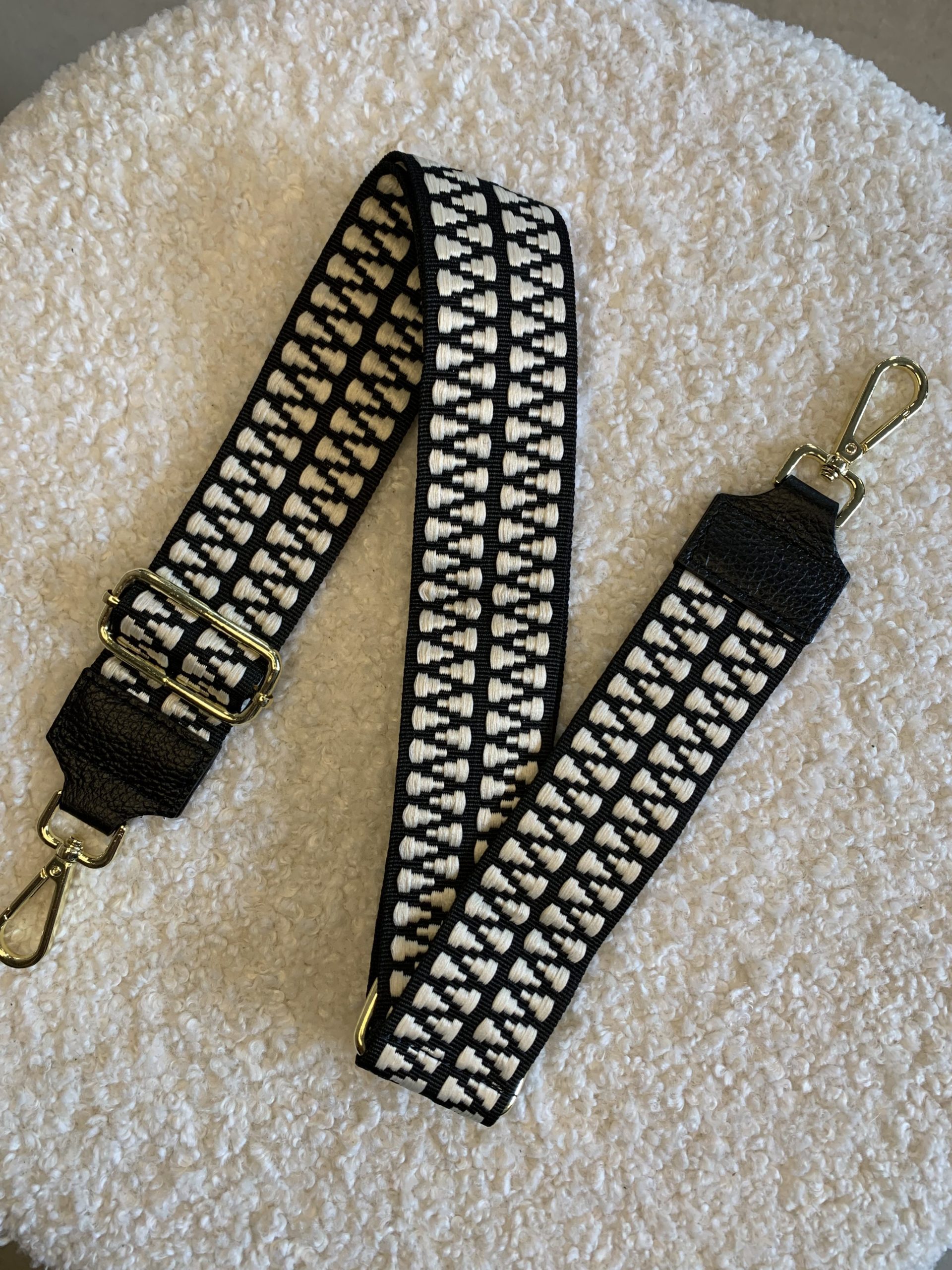 Bag Strap - Zwart/Ecru - Goud