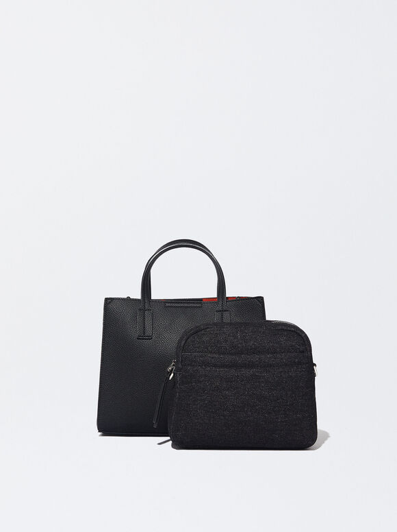 Bolsa tote com bolso removível - Preta
