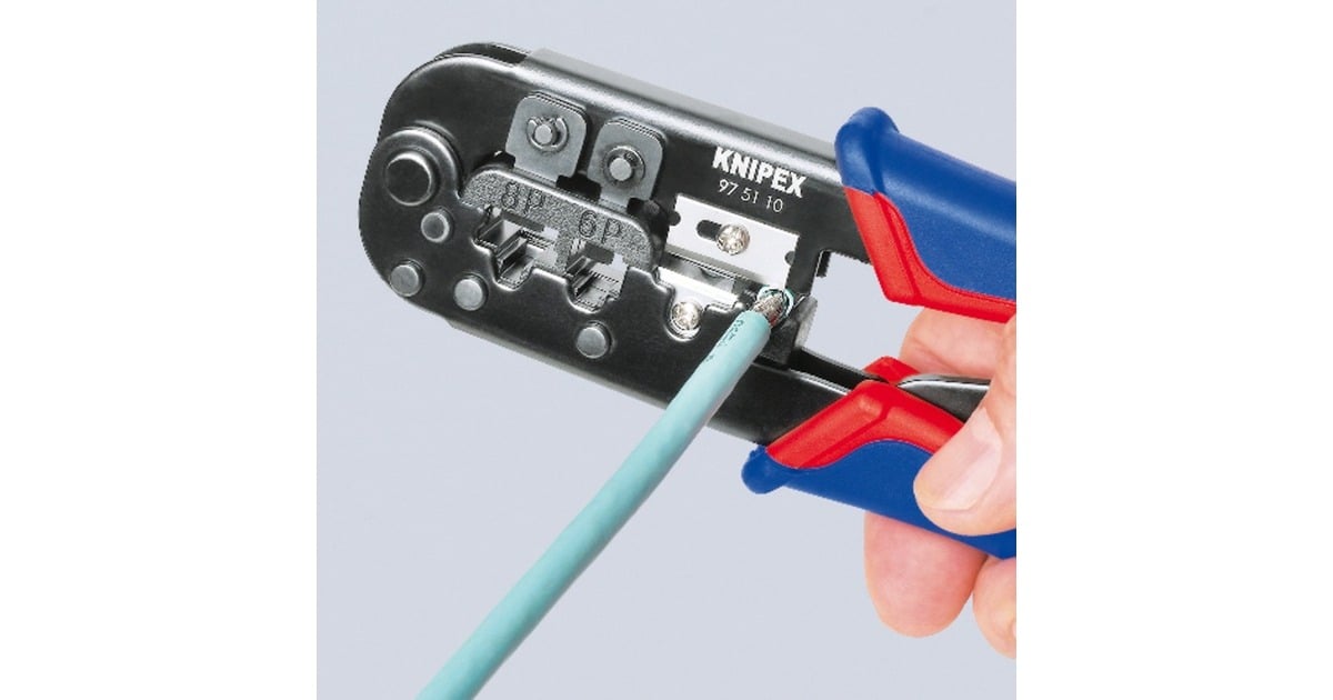 KNIPEXKrimptang 97 51 10 SB  (Blauw/rood, RJ-11/12 en RJ-45 stekker)