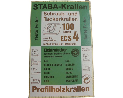 Schroef- en tackerklauw ECS4 Verpakking = 100 stuks